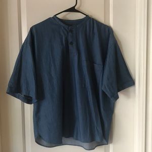 Muji Japan - Mandarin Collar Chambray Shirt S/M
